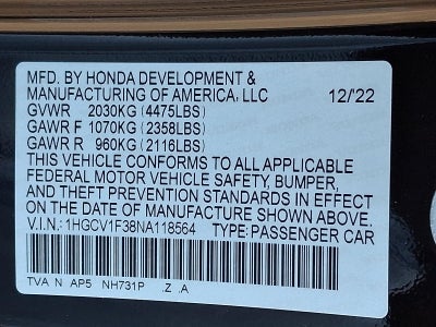 2022 Honda Accord Sedan Sport 1.5T CVT