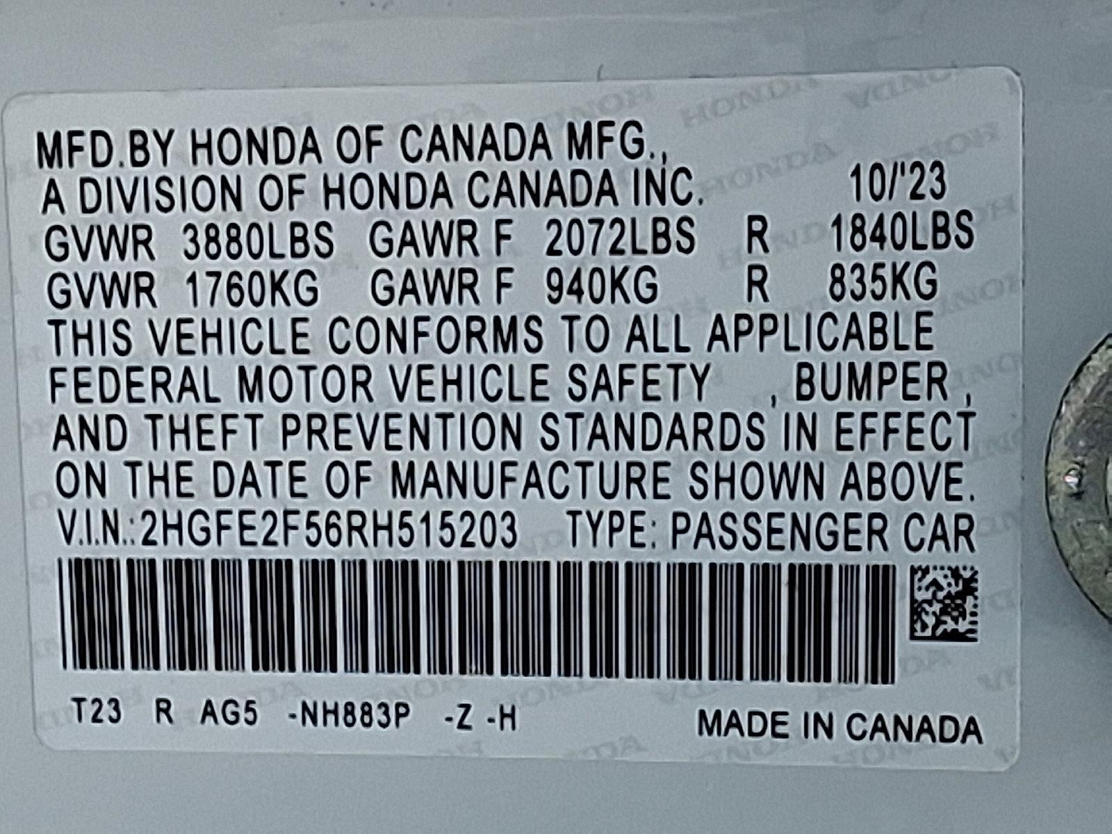 2024 Honda Civic Sedan Sport CVT