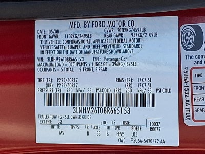 2008 Lincoln MKZ 4dr Sdn FWD