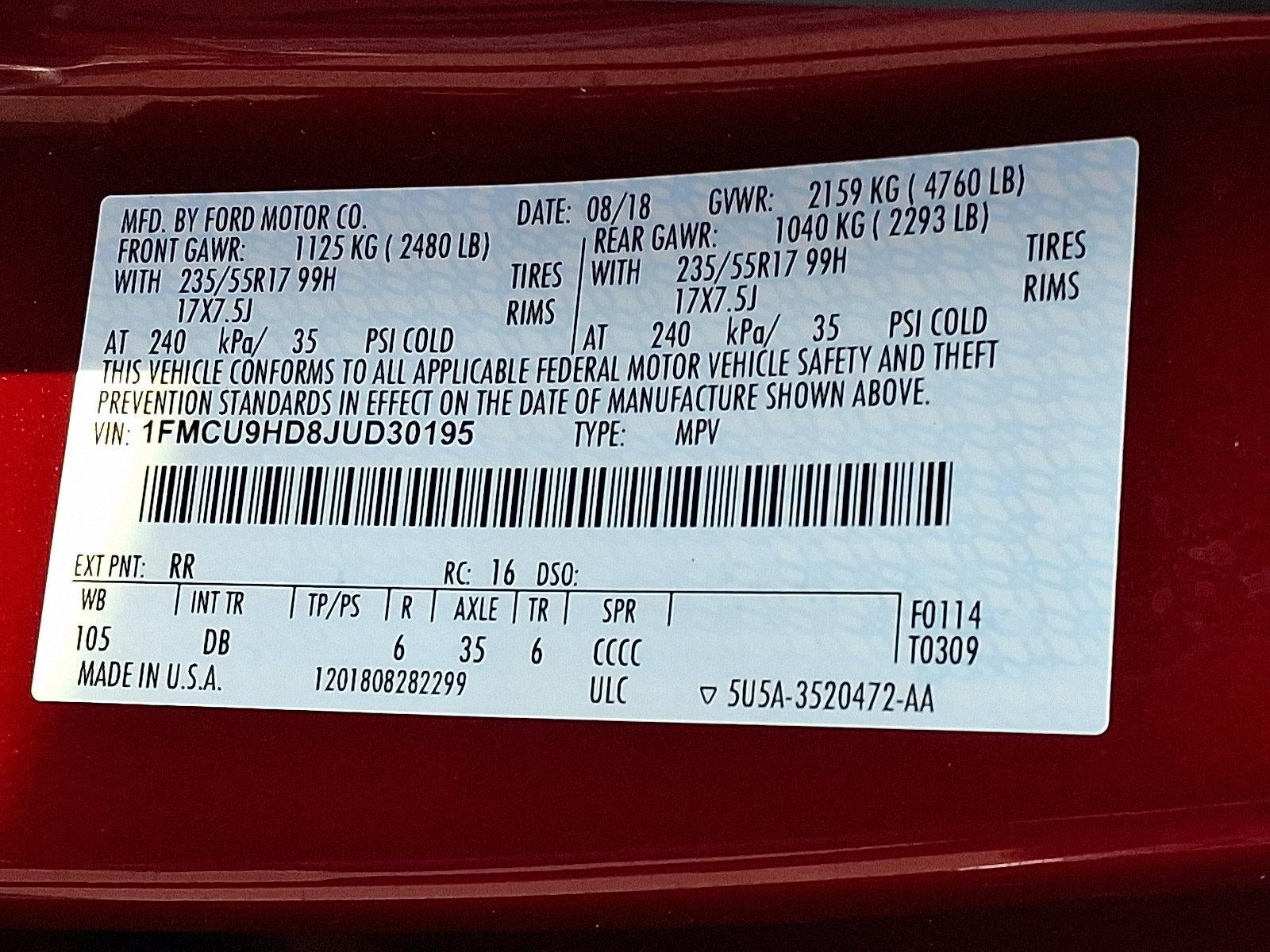 2018 Ford Escape SEL 4WD