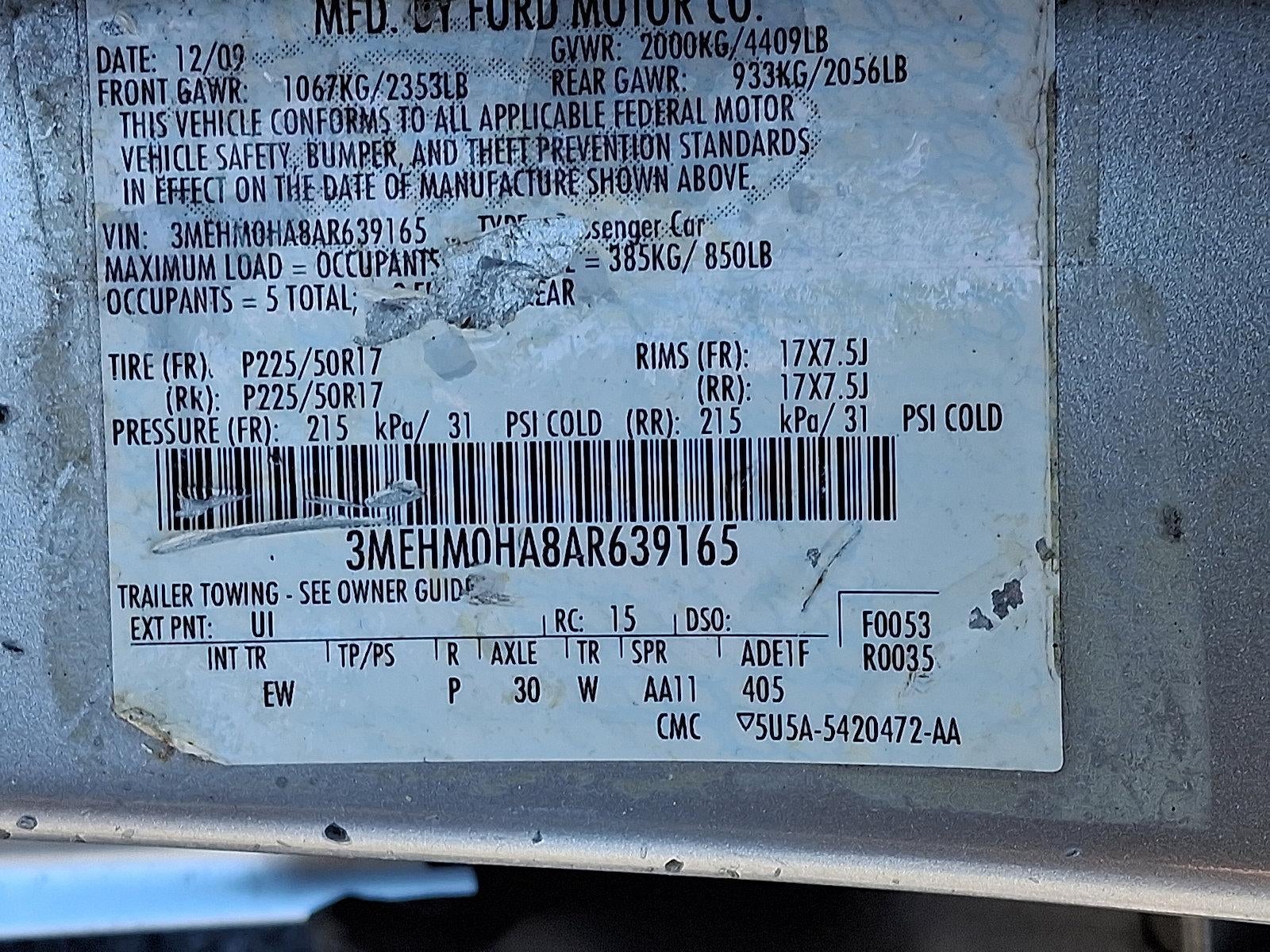 2010 Mercury Milan 4dr Sdn FWD