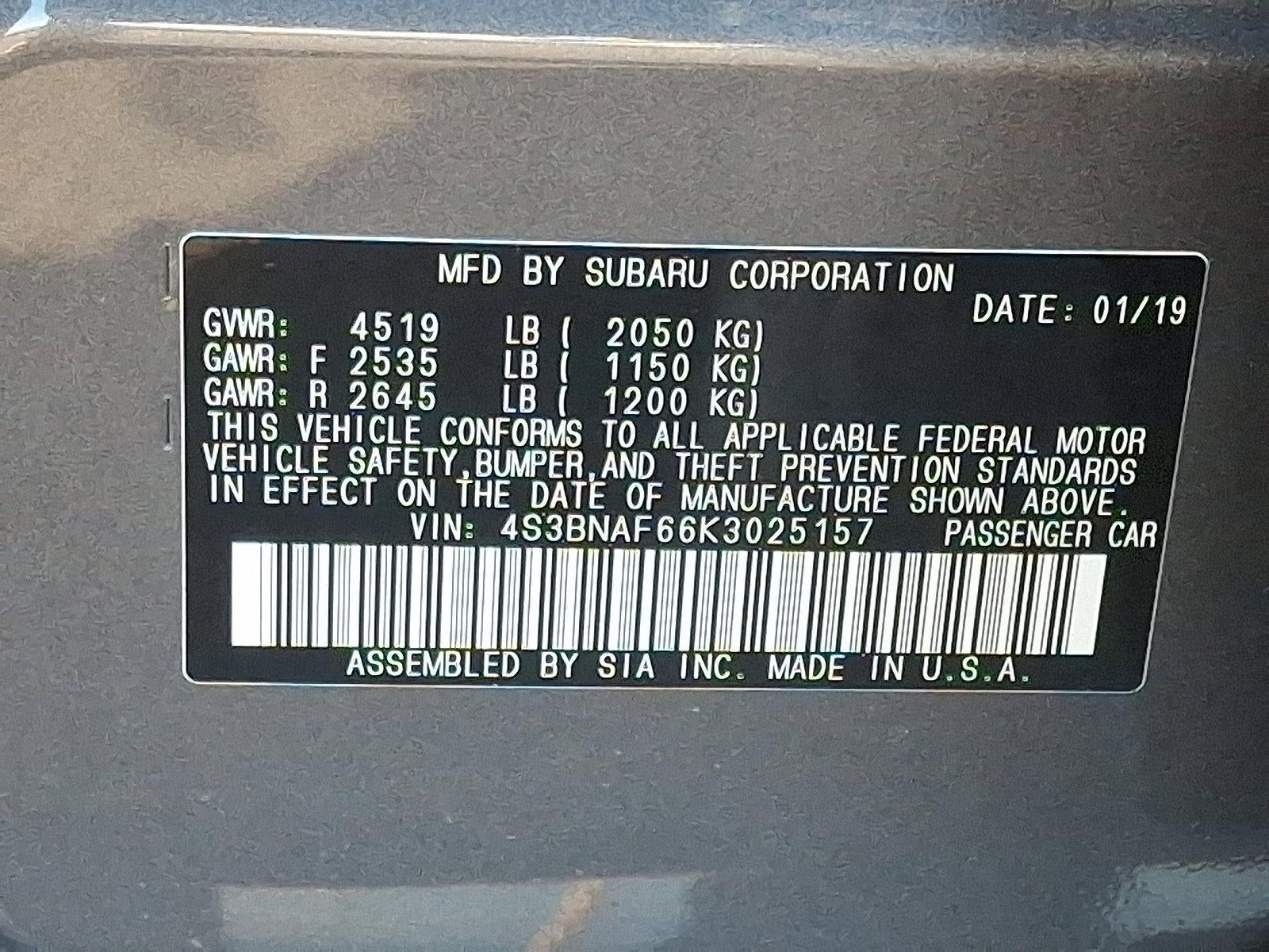 2019 Subaru Legacy 2.5i Premium