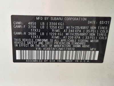 2021 Subaru Outback Premium CVT
