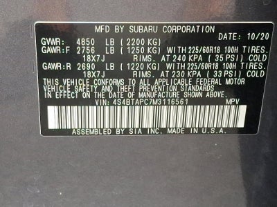 2021 Subaru Outback Touring CVT