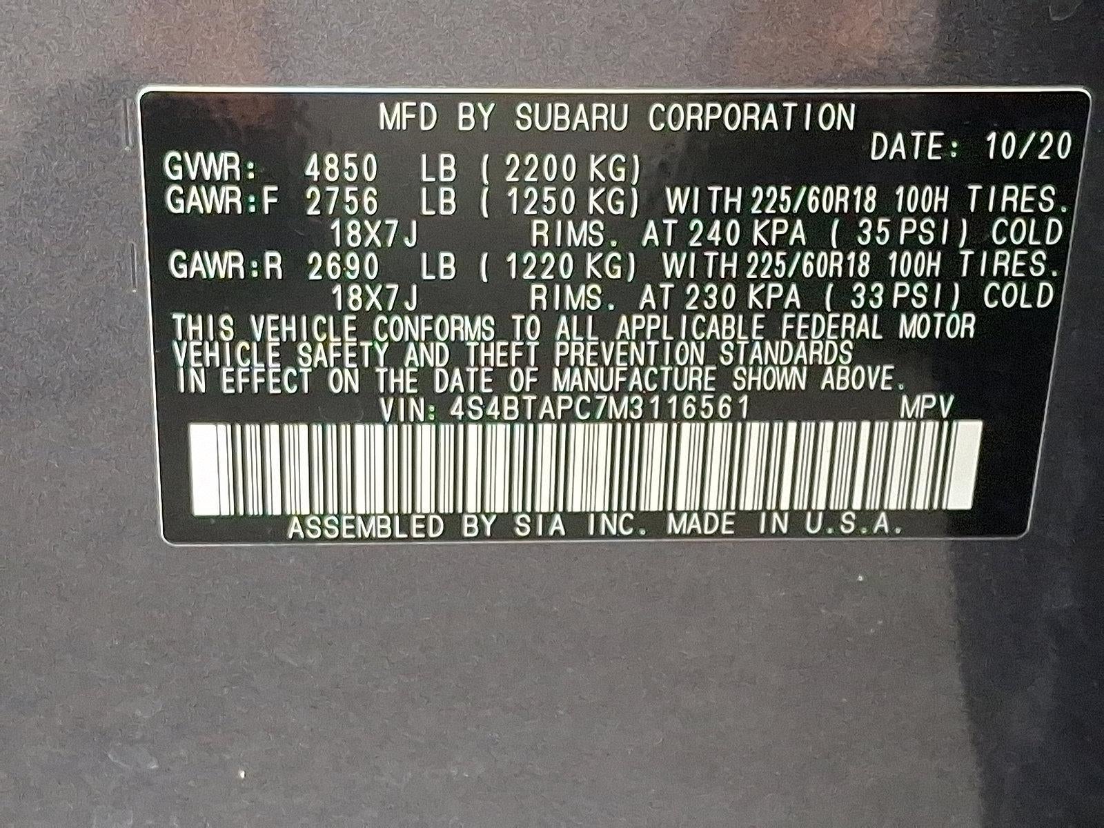 2021 Subaru Outback Touring CVT