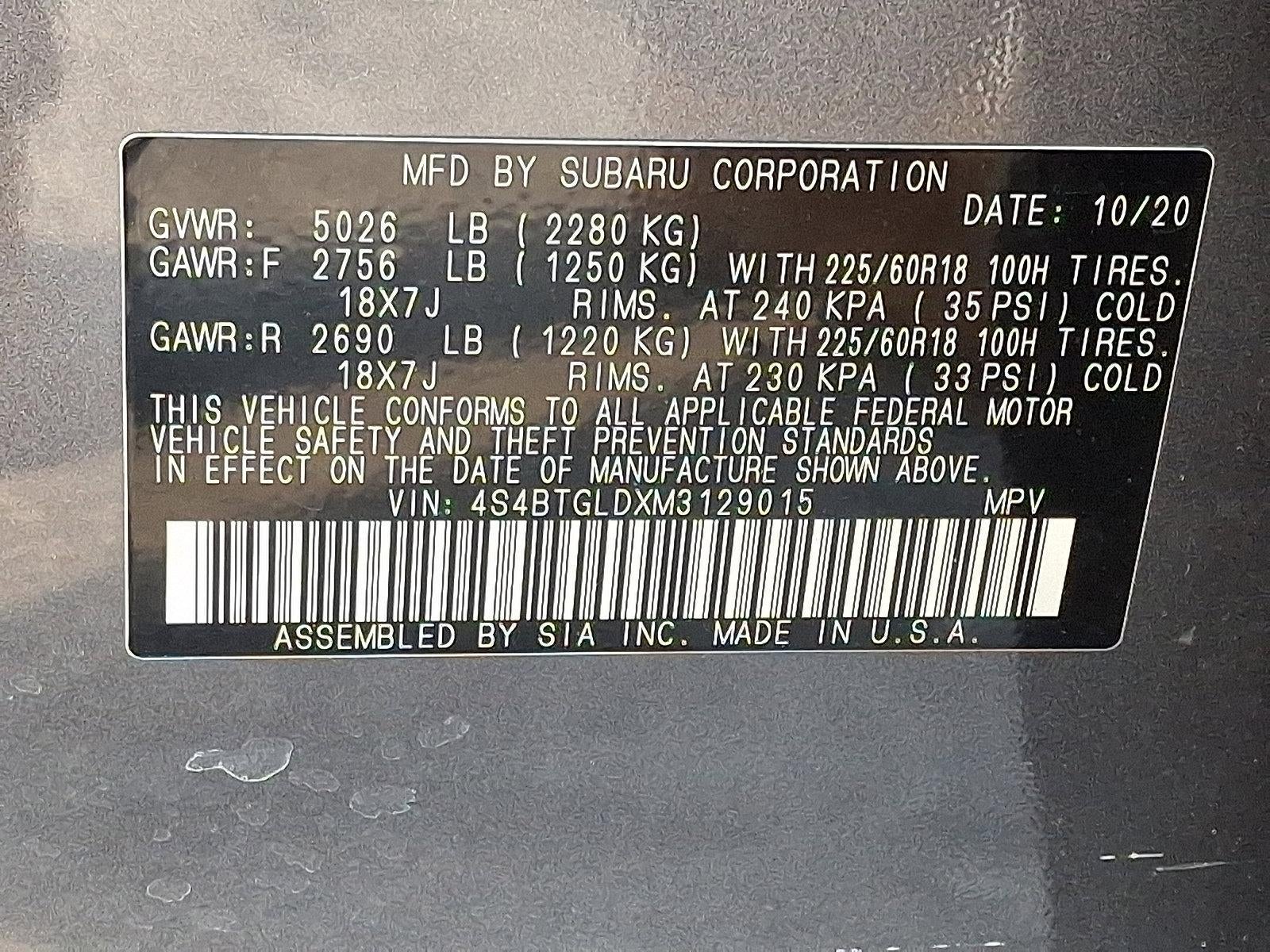 2021 Subaru Outback Onyx Edition XT CVT