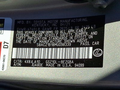 2021 Lexus ES 350 FWD
