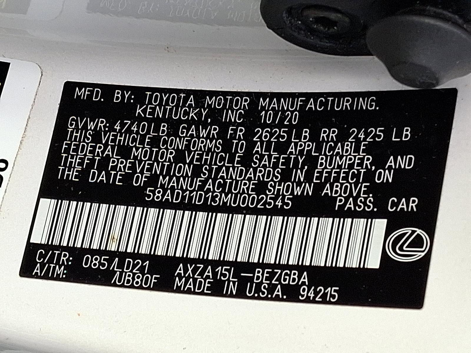 2021 Lexus ES 250 AWD