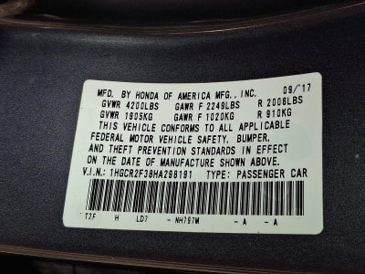 2017 Honda Accord Sedan LX CVT PZEV