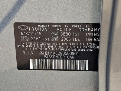 2016 Hyundai ELANTRA 4dr Sdn Auto SE