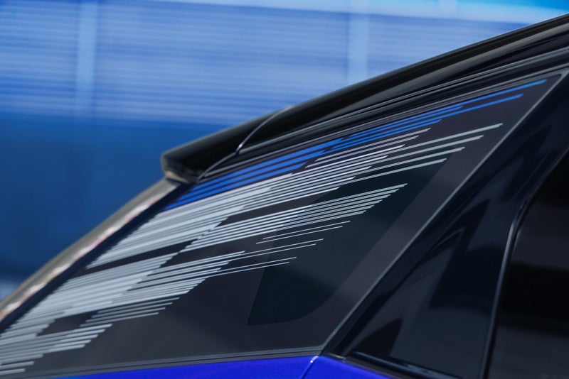 Close-up of the Modern Pattern on the 2026 OPTIQ-V Rear Quarter Glass | Faulkner Cadillac Trevose in TREVOSE PA